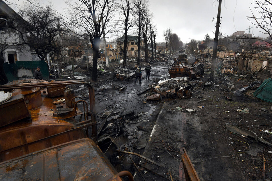 Wreckage and bodies lie in the streets of Irpin and Bucha, recently liberated from invading Russian troops.