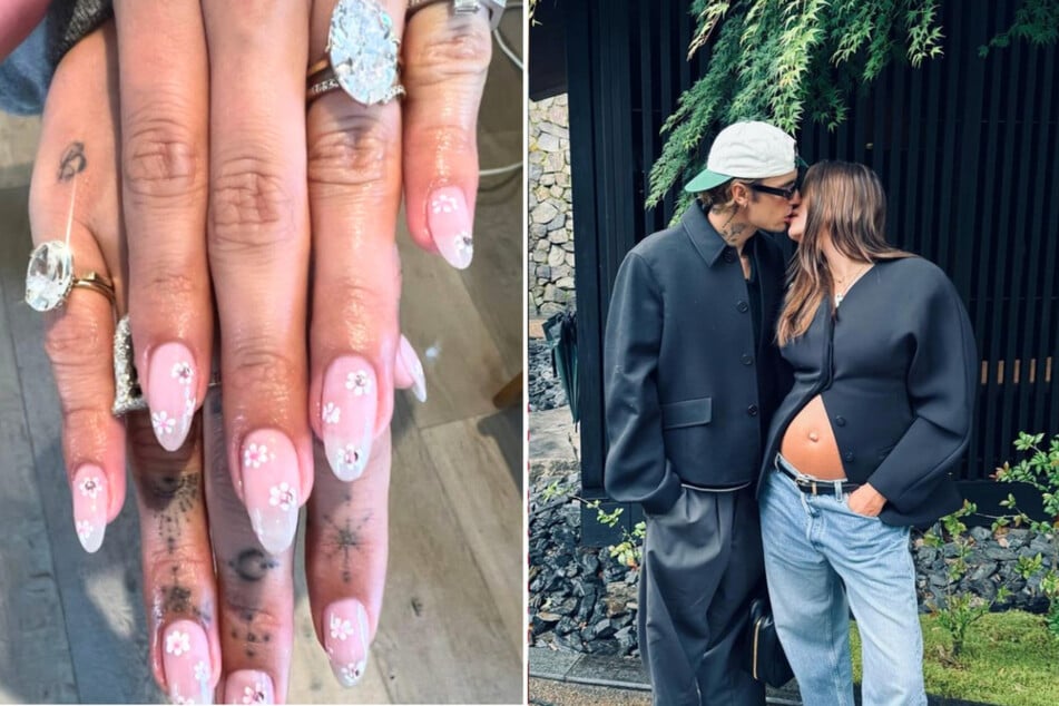 Hailey Bieber (r.) showed off her brand new engagement ring on Instagram!