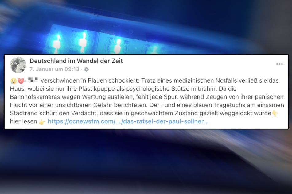Die Facebook-Seite "Deutschland im Wandel der Zeit" verbreitet regelmäßig Fake-News. Auch der Fall einer vermissten Frau (19) aus Plauen fiel den Schwindlern zum Opfer.