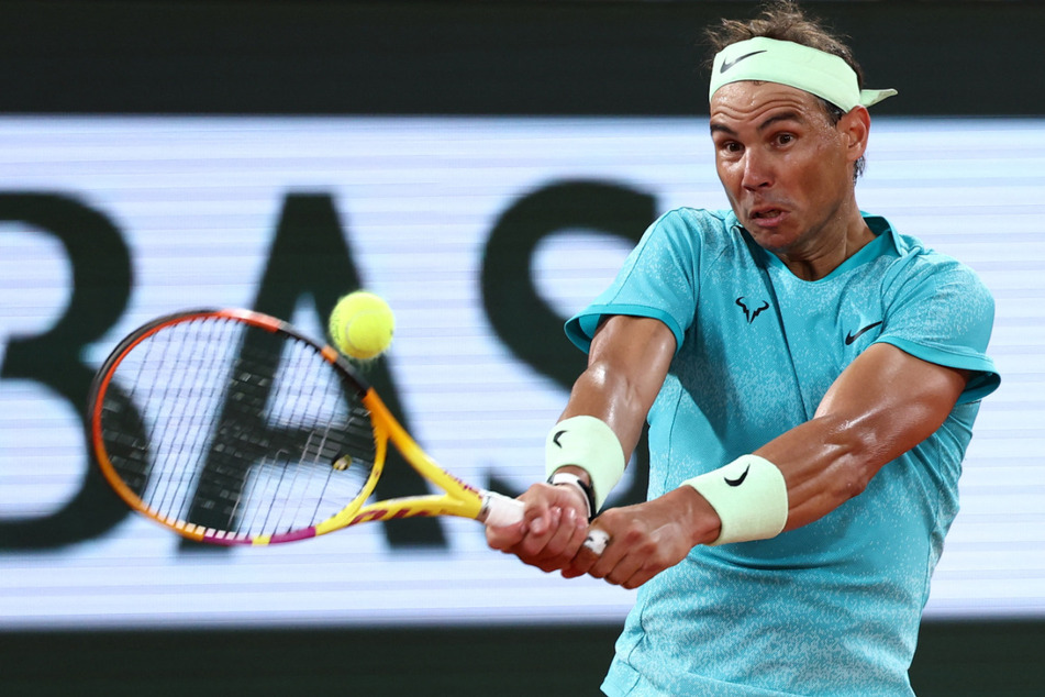 Spain's Rafael Nadal in action during his first round match against Germany's Alexander Zverev at the 2024 French Open.