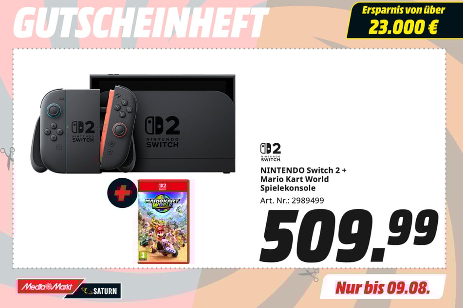Nintendo Switch 2 PLUS Mario Kart World für 509,99 Euro.