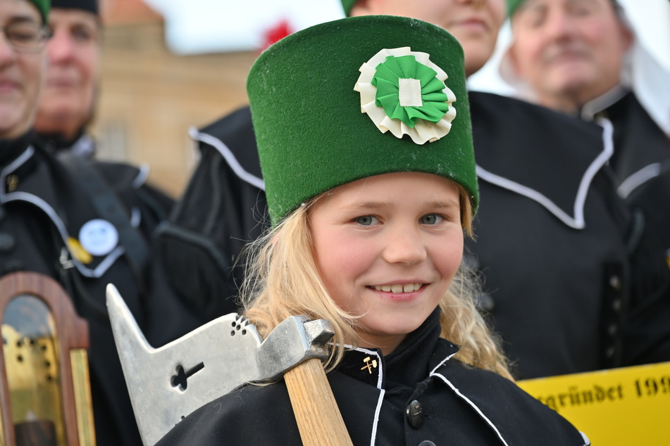 Erster Auftritt bei der Bergparade: Luise Paulenz (8) aus Zwönitz.