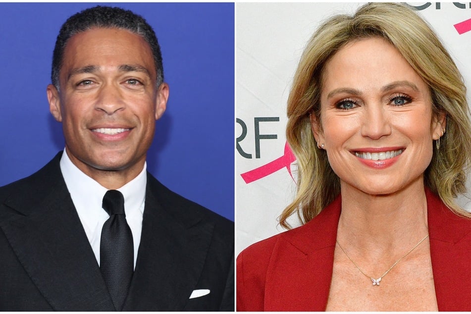 Twitter users have sounded off on TJ Holmes (l) and Amy Robach's alleged affair, as both journalists are still married to their respective spouses.