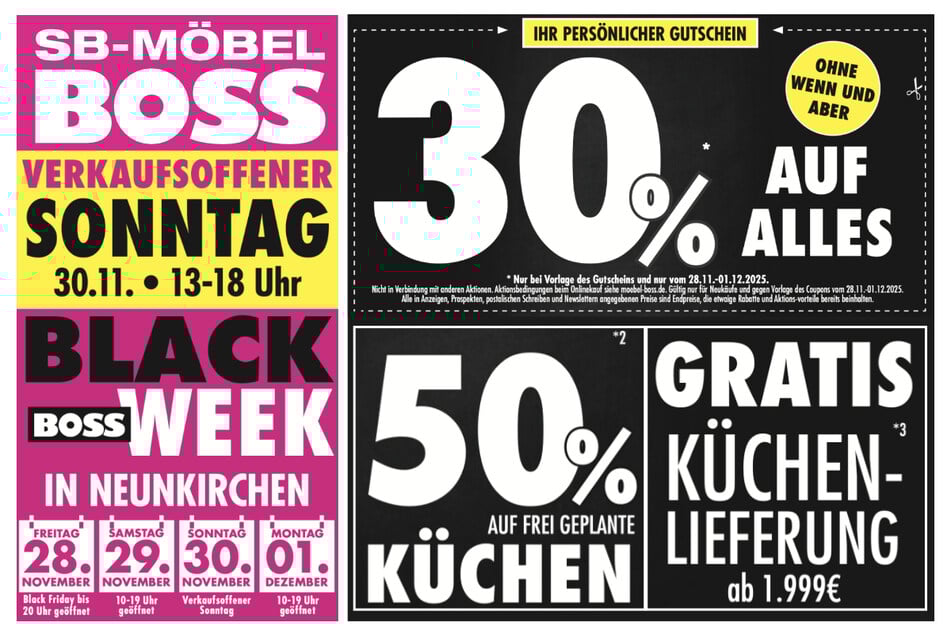 Euer Coupon für 30 Prozent Rabatt bei Möbel Boss Neunkirchen.
