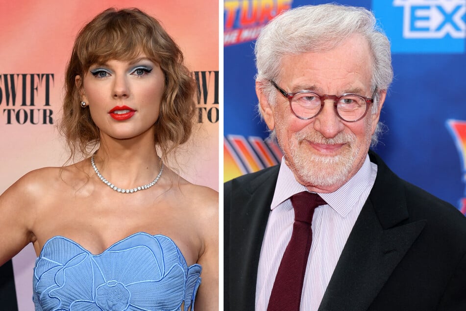 Taylor Swift earned a comparison to Steven Spielberg (r.) as she was praised by Stranger Things director Shawn Levy.