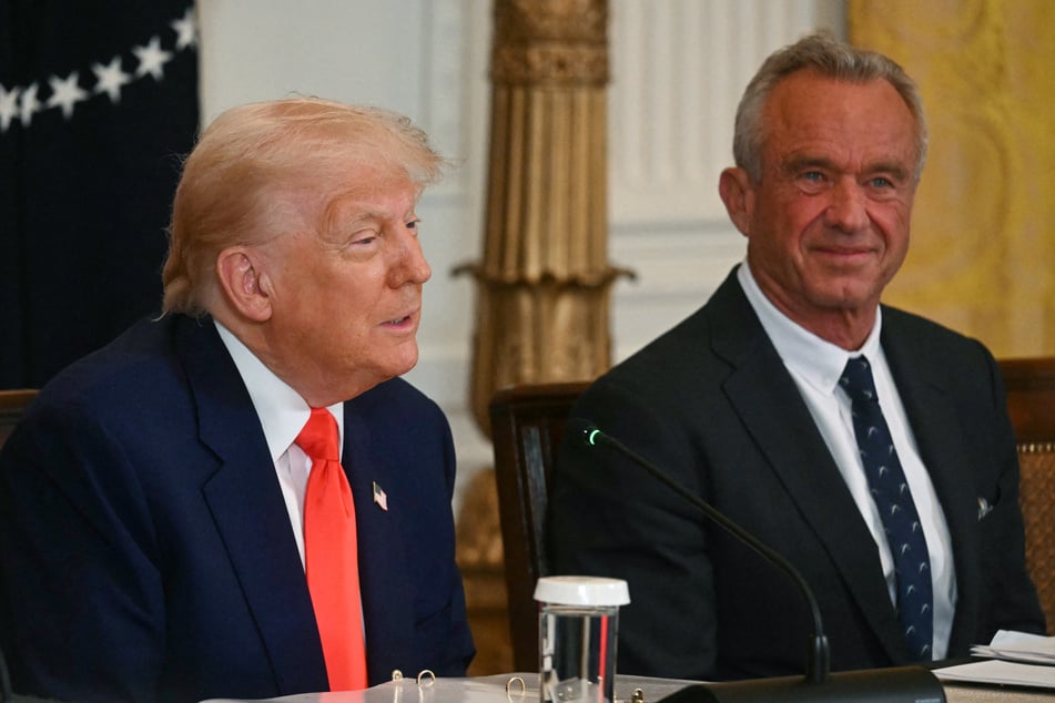 President Donald Trump's (l.) own policies, including massive cuts to the health department, often undercut Robert F. Kennedy's stated goals.