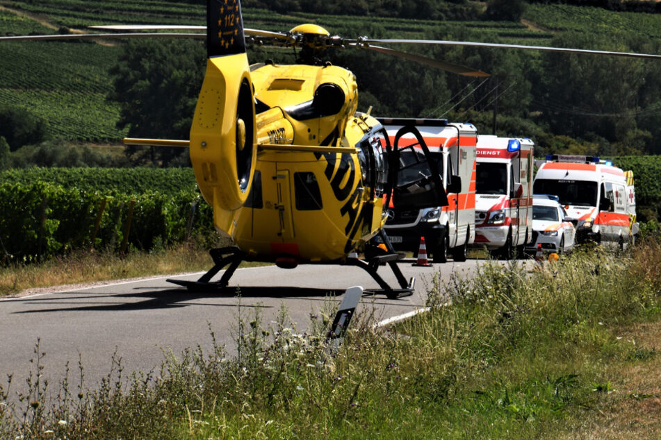 Auch auch ein Rettungs-Hubschrauber war vorOrt.