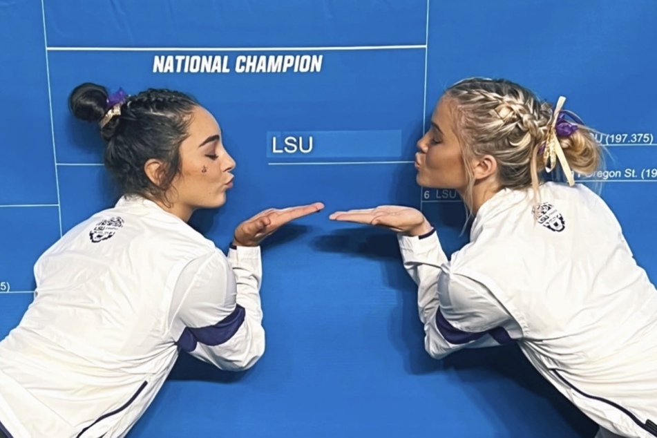 LSU Tiger gymnast Olivia Dunne (r.) took to Instagram to share a few photos and special message after LSU Gymnastics' huge NCAA semifinal victory on Thursday.