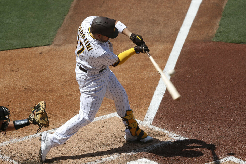 Padres catcher Victor Caratini hit a walk-off single to beat the Giants in extra innings on Thursday night.