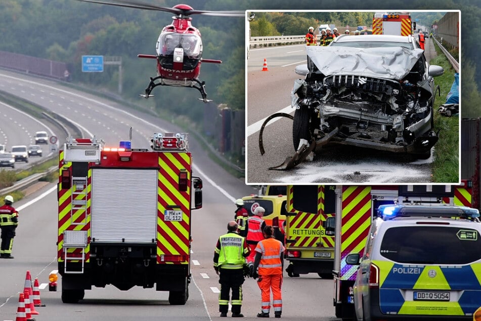 Unfall A4: Schwerer Unfall auf A4 bei Frankenberg: Autobahn dicht, Rettungshubschrauber im Einsatz