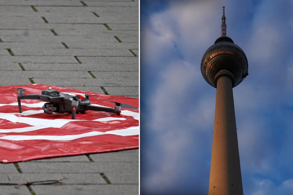 Mithilfe einer Feuerwehrdrohne (l.) konnte die Drohne geborgen werden.