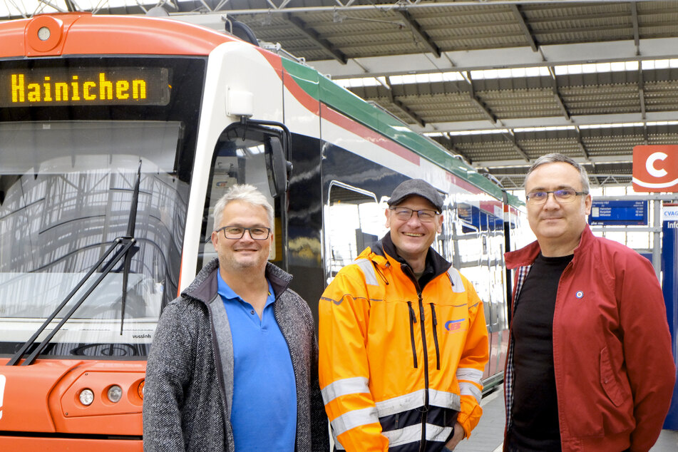 Die "Macher" hinter dem Projekt: Thomas Uhlig, Gert Schleicher (Geschäftsbereichsleiter Technik / Eisenbahnbetriebsleiter EIU - City-Bahn), Kai Rösler (v.l.)
