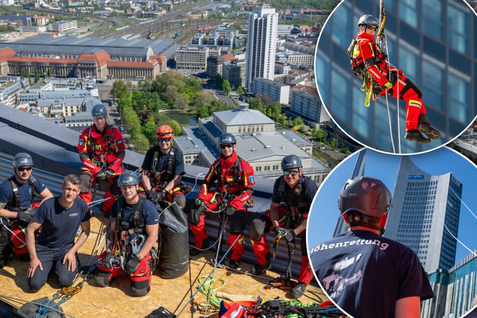 Leipzig: Spektakuläres Abseil-Manöver vom Leipziger Uniriesen: Jetzt ist sogar ein Weltrekord geplant