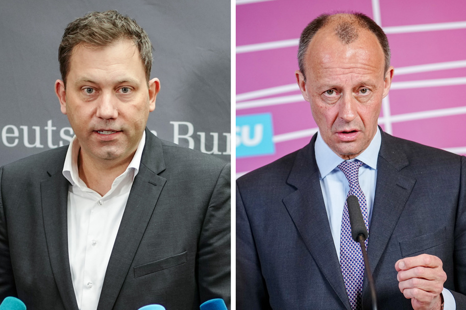 SPD-Co-Chef Lars Klingbeil (44, l.) und CDU-Chef Friedrich Merz (66) sind sich einig, dass Deutschland den russischen Forderungen nicht nachkommen sollte.