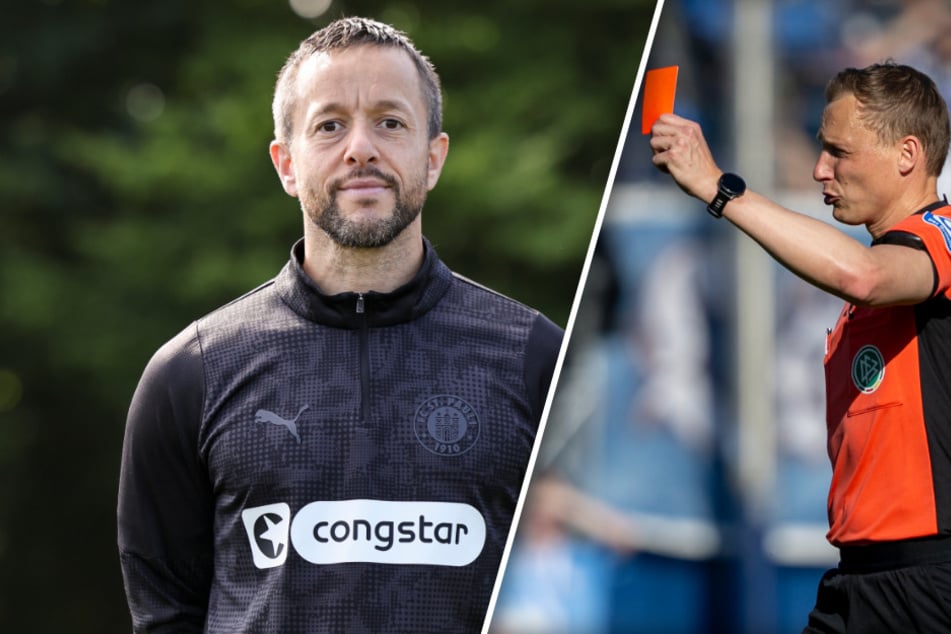 Schiedsrichter Martin Petersen zeigte St. Paulis Athletiktrainer Rashwan im Spiel gegen Leverkusen die rote Karte.