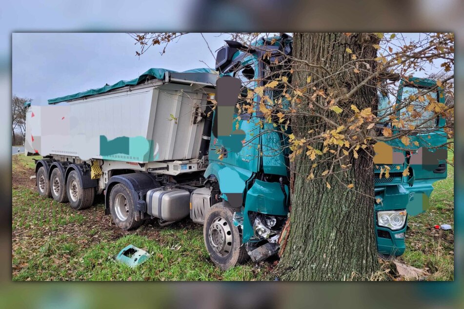 Aus bislang ungeklärter Ursache krachte der Lkw-Fahrer gegen einen Baum und riss einen Stromkasten mit.