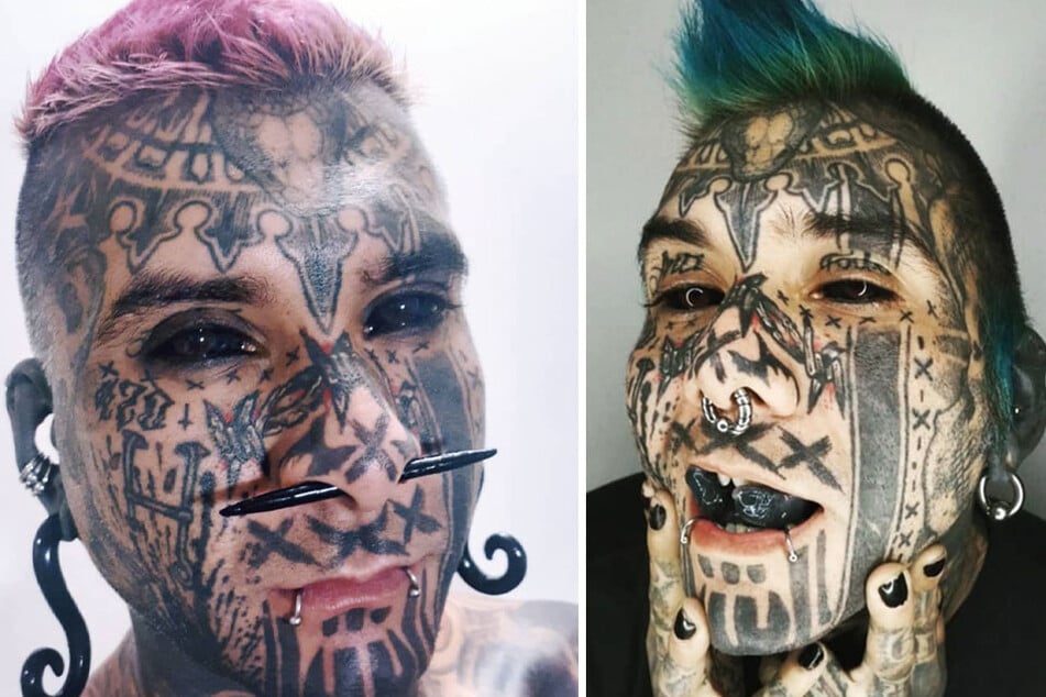 Woman gets called a demon after having entire body tattooed and chest  implants  Mirror Online