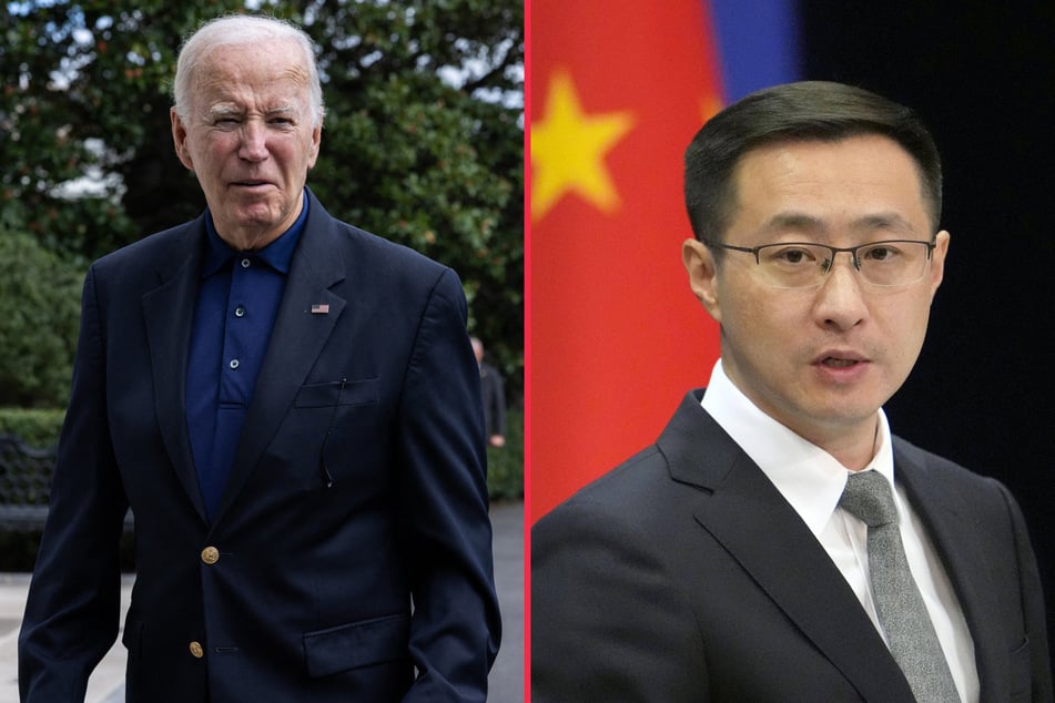 China has lashed out after President Joe Biden (l.) said that it was "testing" the US and its allies.