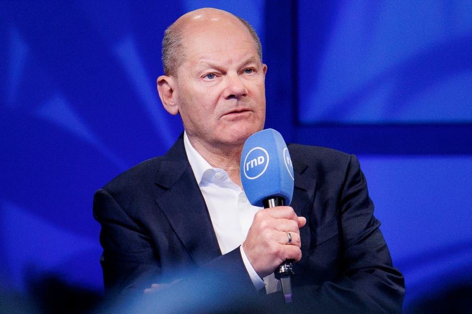 Bundeskanzler Olaf Scholz (65, SPD) am Samstag bei einer Talkrunde des Redaktionsnetzwerks Deutschland.