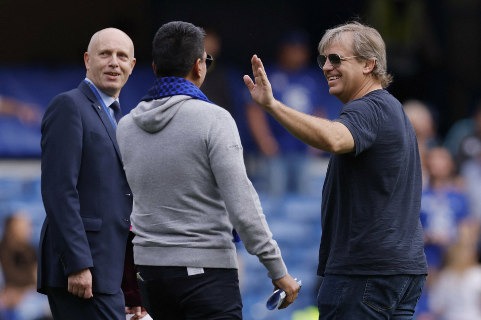 Todd Boehly (r.) was at Stamford Bridge for Chelsea's final match of the Premier League season on Sunday.