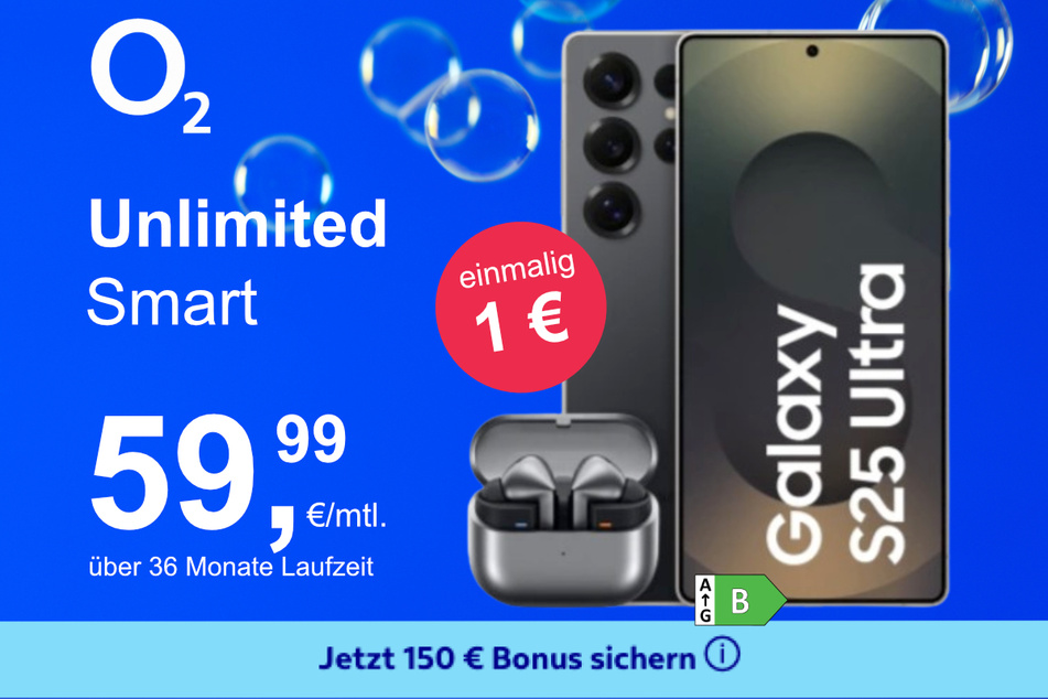 Das Samsung Galaxy S25 Ultra + Buds 3 Pro im o2 Mobile Unlimited Smart für einmalig 1 Euro.