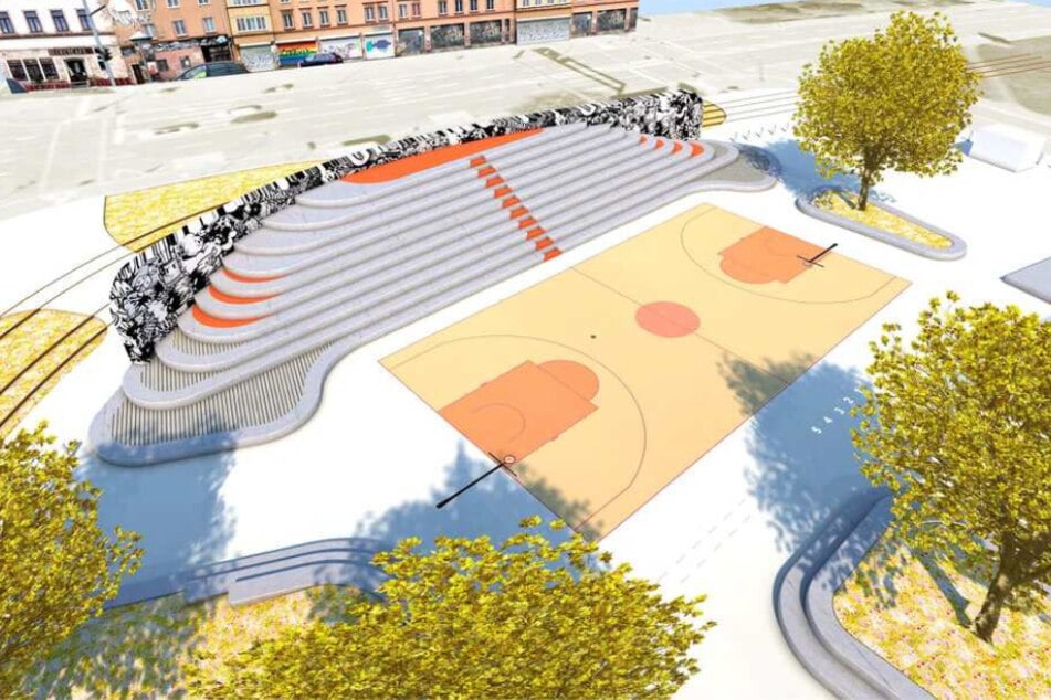 Der künftige Basketballplatz im Konkordiapark. Dank Geld vom Freistaat kann die Anlage mit dem Beschluss zum Haushalt nun begonnen werden.