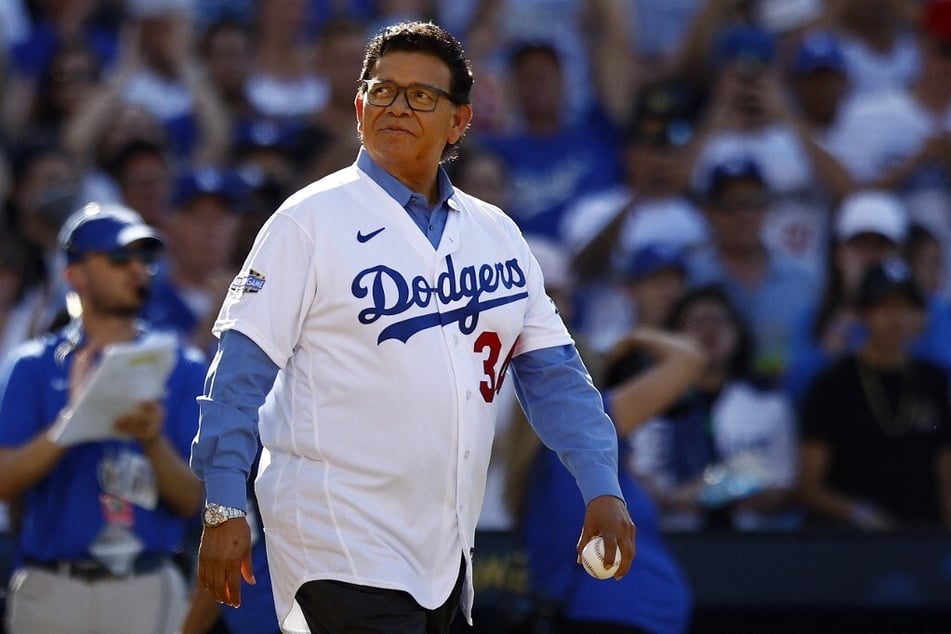 Fernando Valenzuela looks on before throwing the ceremonial first pitch during the 92nd MLB All-Star Game at Dodger Stadium on July 19, 2022.