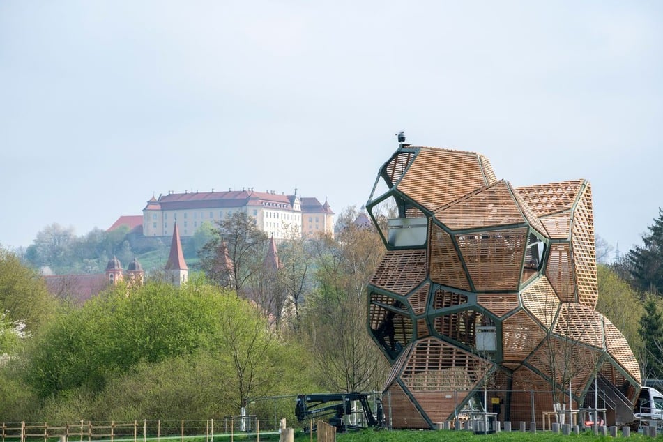 Auf dem Gartenschaugelände gibt es auch einen Spiel- und Aussichtsturm aus Holz.