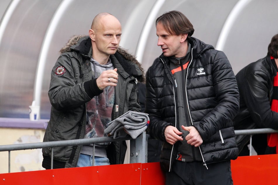 Matthias Heidrich (44, l.) mit dem heutigen Ingolstädter Trainer Rüdiger Rehm (43). Beide spielten zwei Jahre zusammen für Aue.