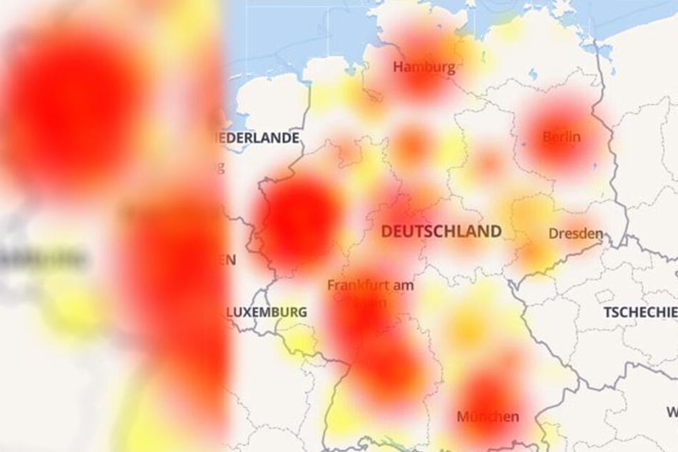 Die Karte zeigt, dass User in ganz Deutschland betroffen sind.