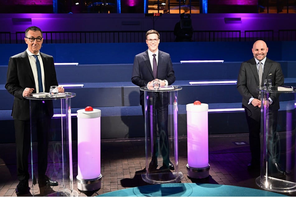 Cem Özdemir (60, Grüne), Manuel Hagel (37, CDU) und Markus Frohnmaier (34, AfD, v.l.n.r.) stehen vor der Landtagswahl in Baden-Württemberg Rede und Antwort.