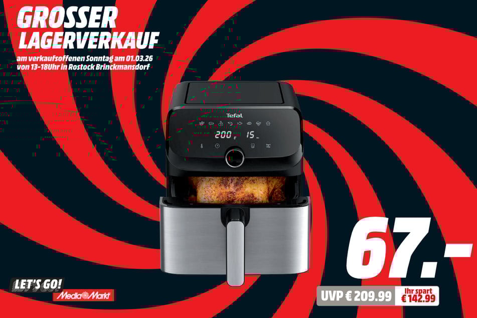 Tefal-Heißluftfritteuse EY855D Easy Fry Mega für 67 statt 209,99 Euro.