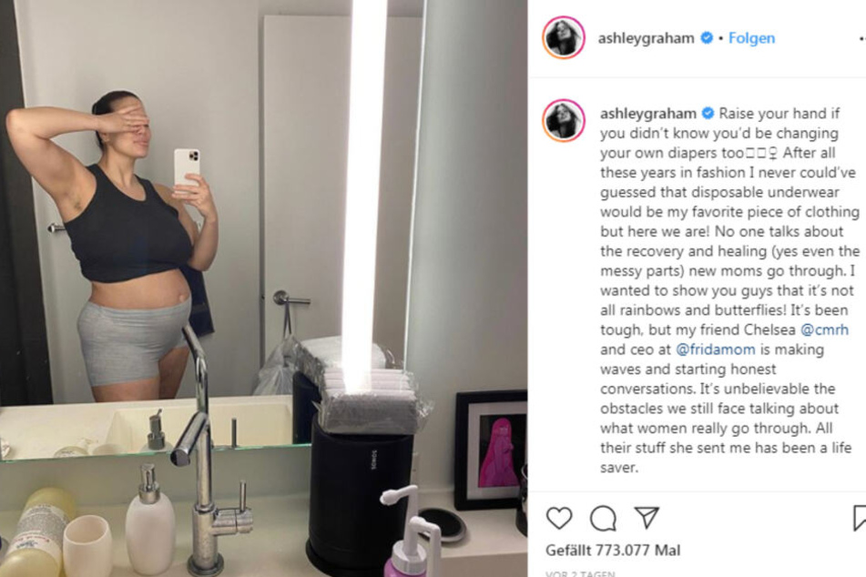 Die frischgebackene Mama Ashley Graham (32) präsentiert sich offen und ehrlich bei Instagram.