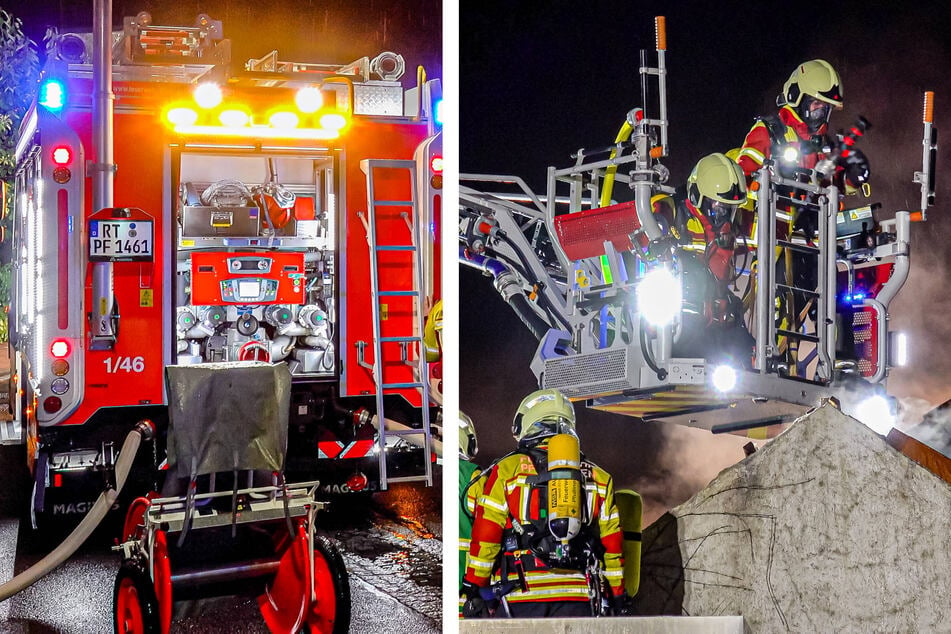 Dachstuhl in Flammen: Glutnester machen Feuerwehr das Leben schwer