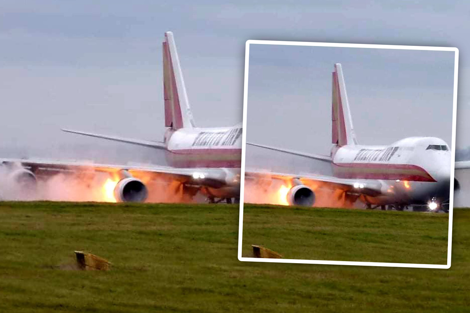 Beinahe Flugzeug-Unglück: Boeing aus Deutschland "knallt" und brennt bei der Landung