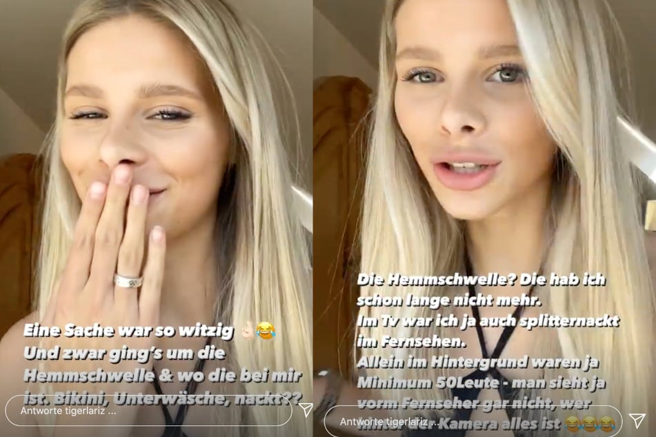 Die Montage zeigt Screenshots der beiden Instagram-Storys, in welchen Larissa Neumann (21) über ihre Hemmschwelle sprach.