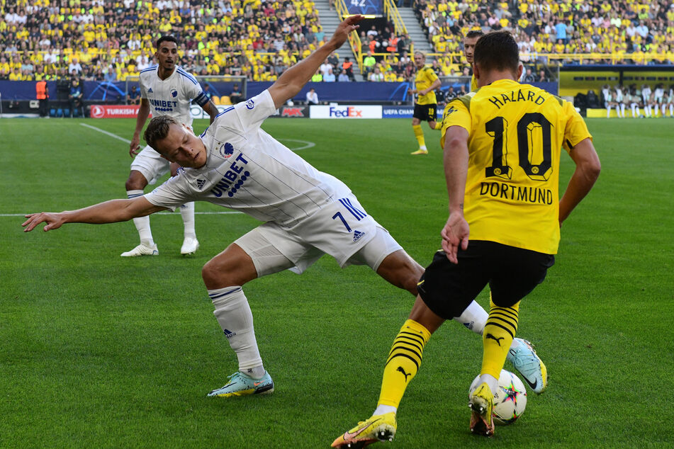 Thorgan Hazard (29,r.) wurde gegen den FC Kopenhagen angeschlagen rausgenommen.