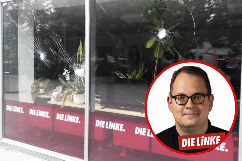 An der Schaufensterscheibe sind noch Spuren der Attacke zu sehen.