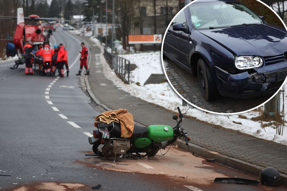 Unfall durch Achtlosigkeit: Mopedfahrer landet auf Frontscheibe