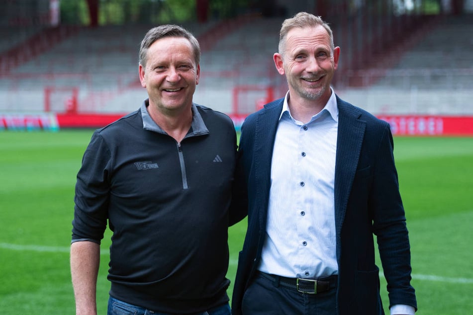 Auf Horst Heldt (56, l.) und Mauro Lustrinelli (50) wartet noch eine Menge Arbeit bei Union Berlin.