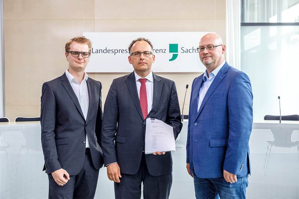 Ziehen vors Verfassungsgericht (v.l.): Valentin Lippmann (28, Grüne), Matthias Bäcker (44), Enrico Stange (50, Linke).