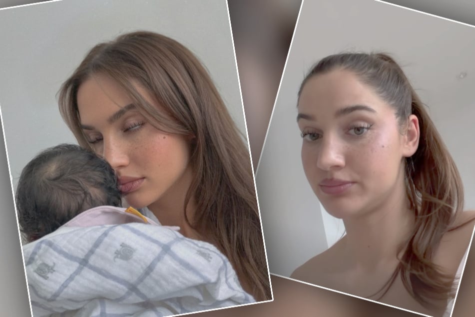 Die Influencerin und Neu-Mama könnte mit Töchterchen Manu kaum glücklicher sein.