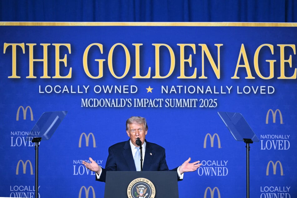 President Donald Trump delivers remarks at McDonald's Impact Summit in Washington, DC on November 17, 2025.