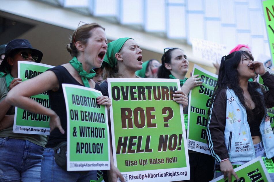 Abortion rights protesters demonstrated in Los Angeles after the Supreme Court ruled in the Dobbs v Women’s Health Organization abortion case.