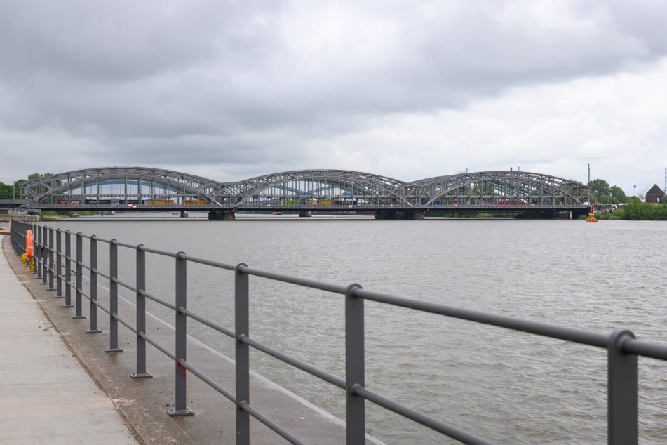Die Freihafenelbbrücke in der Hafencity an der Elbe.