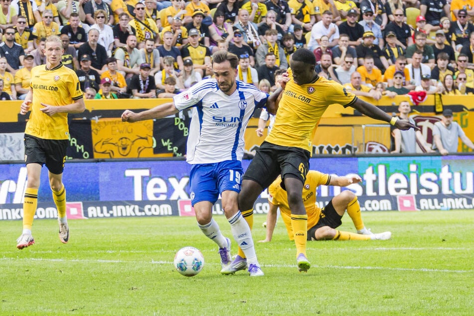 Eine kleine Unachtsamkeit reichte beim 0:1 gegen Schalke. Kofi Amoako (20, r.) berührte Kenan Karaman (31) im Strafraum leicht. Es gab Elfmeter gegen Dynamo.