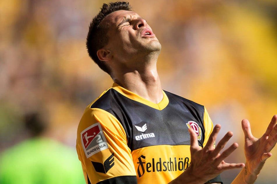 Philip Heise (26) hadert während der Dynamo-Niederlage gegen Union Berlin mit sich.