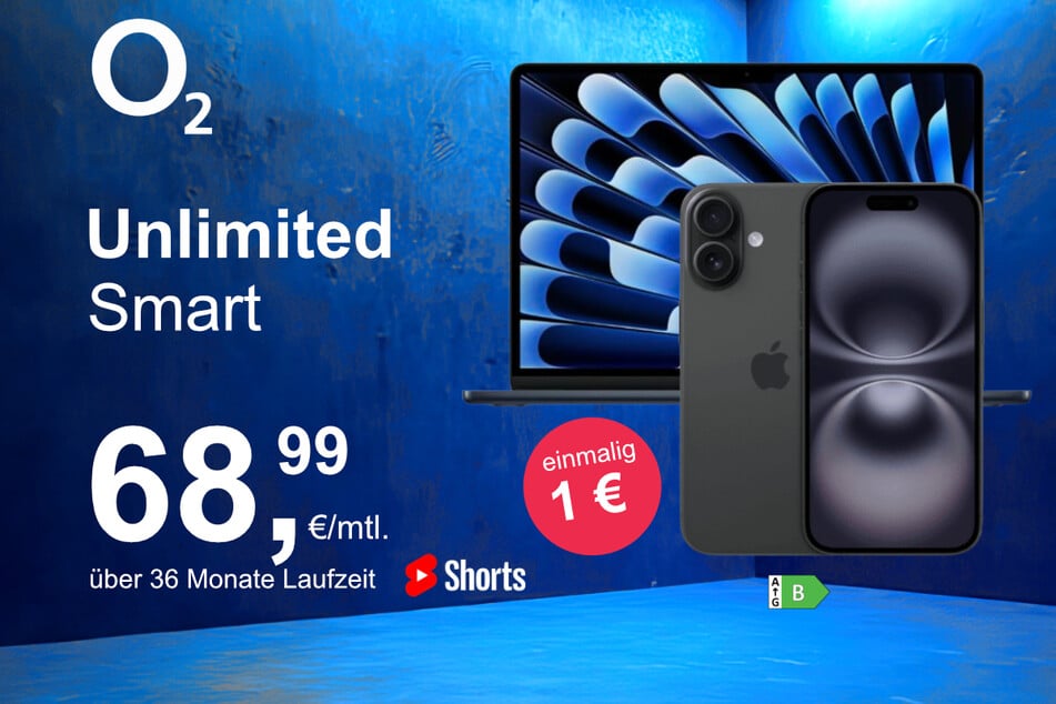 Das iPhone 16 mit MacBook Air 13 im Bundle für nur 1 Euro exklusiv bei o2.