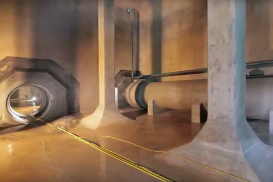 Blick in den leeren Hochbehälter Hosterwitz, der insgesamt 15.500 Kubikmeter Wasser fasst.