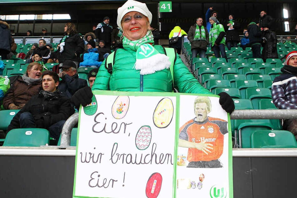 Zu Ostern beliebt: Hier malte eine Wolfsburg-Anhängerin ein Bild von Oliver Kahn und dessen bekanntesten Spruch.